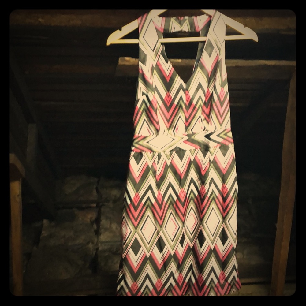 Chevron Pink & Brown Retro Style A Line Dress